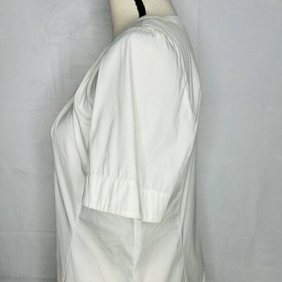 Lafayette 148 Blouse Women's Sz 6 Ivory Back Zip Silver Neck Detail - Picture 7 of 11